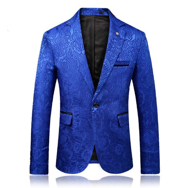 

& men's suits blazers flower slim fit decor single western hairdresser coat nightclub small suit blazer, White;black