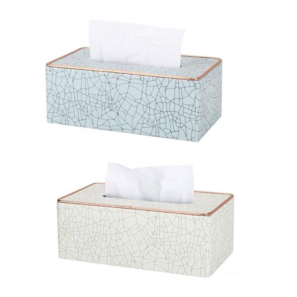 

tissue boxes & napkins marble ice crack pattern pu leather large drawer box el office home