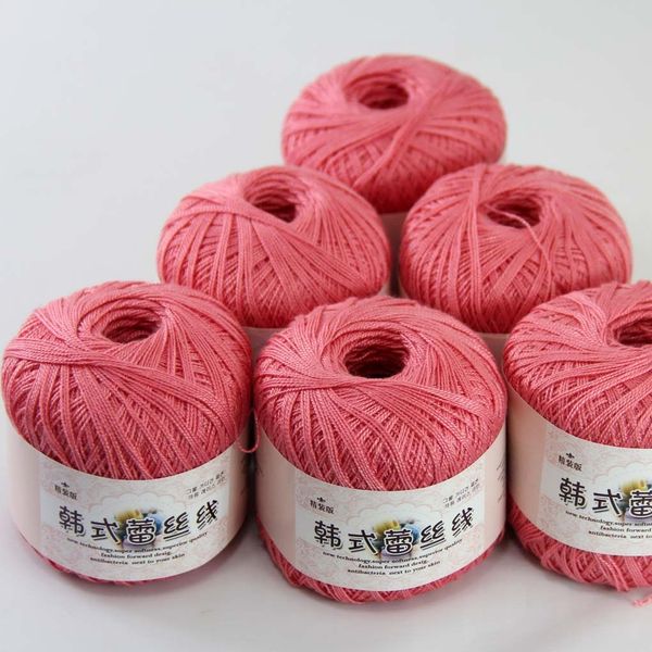 

sale 8ballsx50g soft cotton yarn thread crochet lace sweaters knitting crocheted 16104-8 coral pink, Black;white