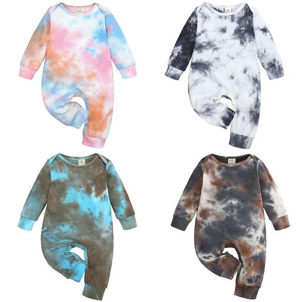 

jumpsuits spring born baby boy girl rompers long sleeve tie-dyed romper cotton jumpsuit autumn infant clothes, Blue