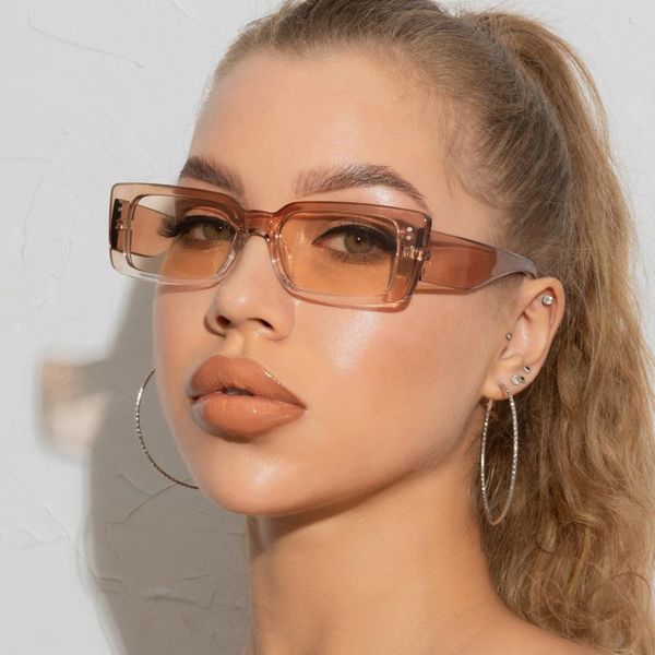 

sunglasses 2021 fashion small square women brand designer vintage rivet sun glasses female show driving shades, White;black