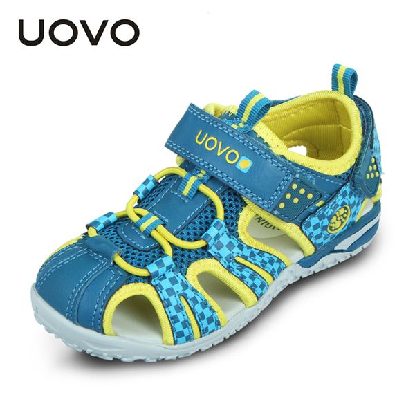 

uovo 2021 new arrival children fashion kids shoes for boys girls hook-and-loop cut-outs summer beach sandals size #26-36, Black;red