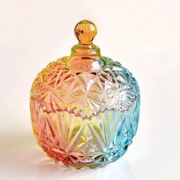 

storage bottles & jars color cover glass candy jar tank decoration creative decorative box transparent seasoning