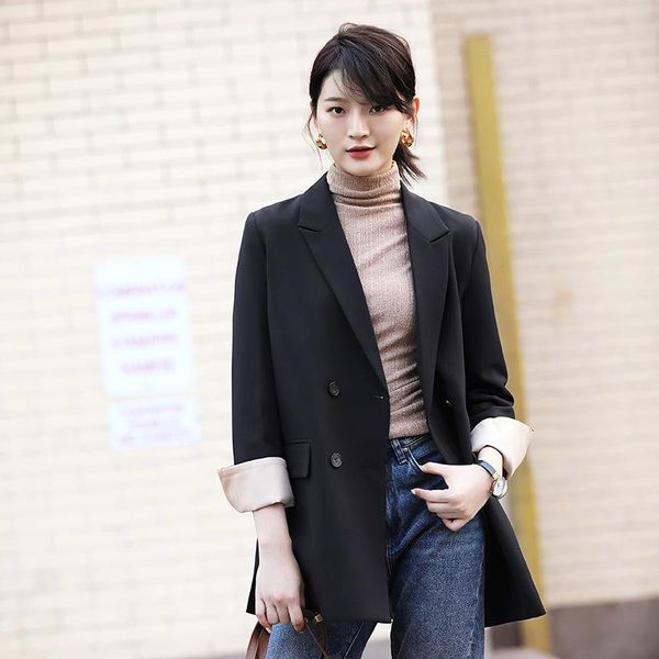 

women's suits & blazers european 2021 early autumn high-end single-breasted suit loose temperament casual small street clothing, White;black