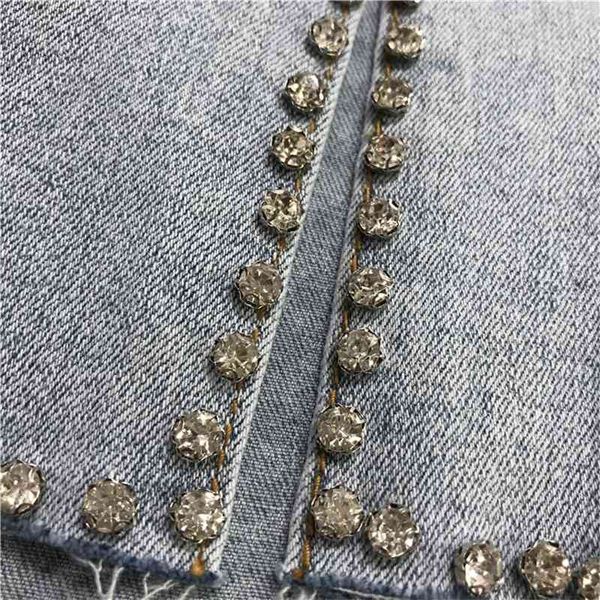 

diamond beads slit pencil women's style elasticity slim fit denim pants fashion light blue jean jeans students