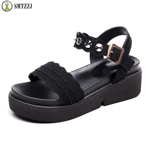 

fashion women platform shoes summer soft comfort sandals for ladies 2021 rivet black green flats sandal peep toe