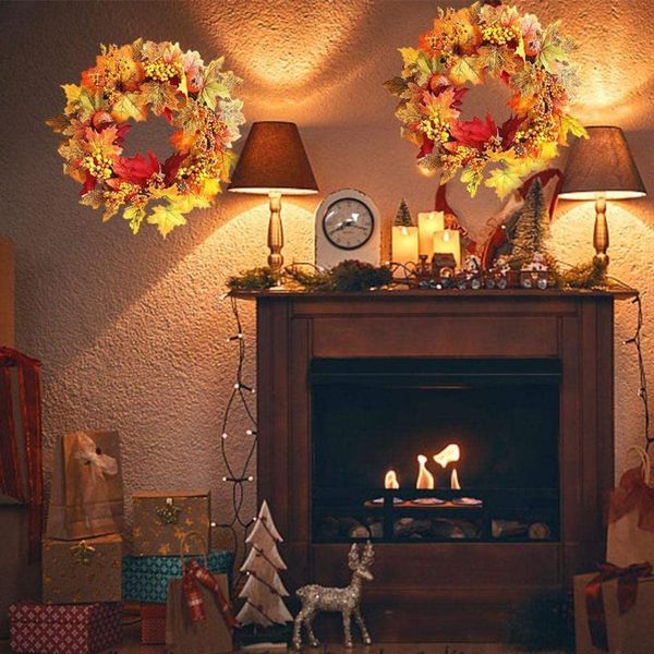 

45cm halloween wreath door decor hanging pendant simulation garland christmas ornament artificial decorative flowers & wreaths