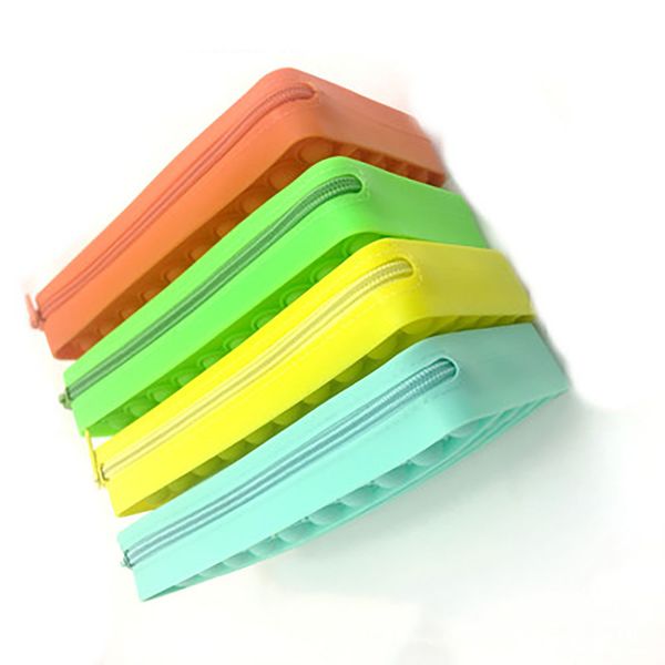 

children's push pop decompression fidget toy bubble silicone large capacity storage stationery box toys pioneer sensory student's