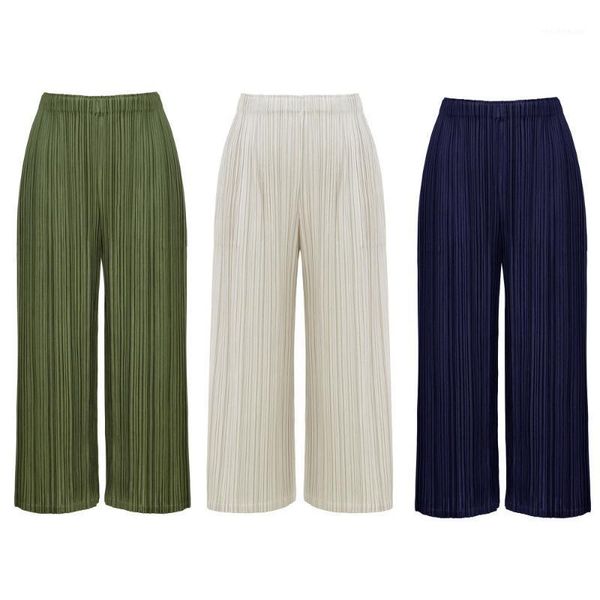 

women's pants & capris miyake wide leg pleated  six colors, Black;white