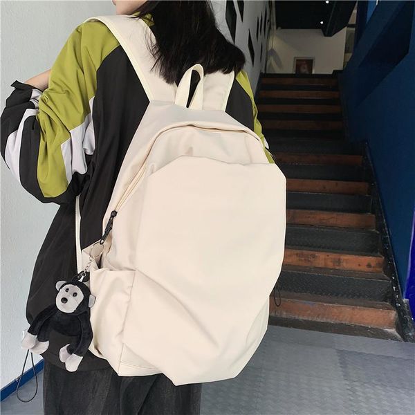 

backpack teenager casual nylon fabric bag female male student preppy korean fashion daily lapschool book black knapsack