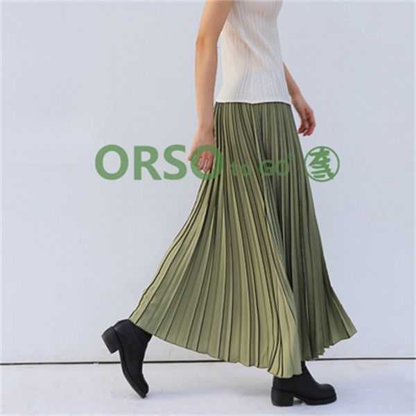 

skirt miyake fashion solid pleated skirt, Black