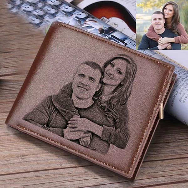 

wallets engraved for men picture wallet trifold short ultra-thin fashion young leather money clip custom po gift, Red;black