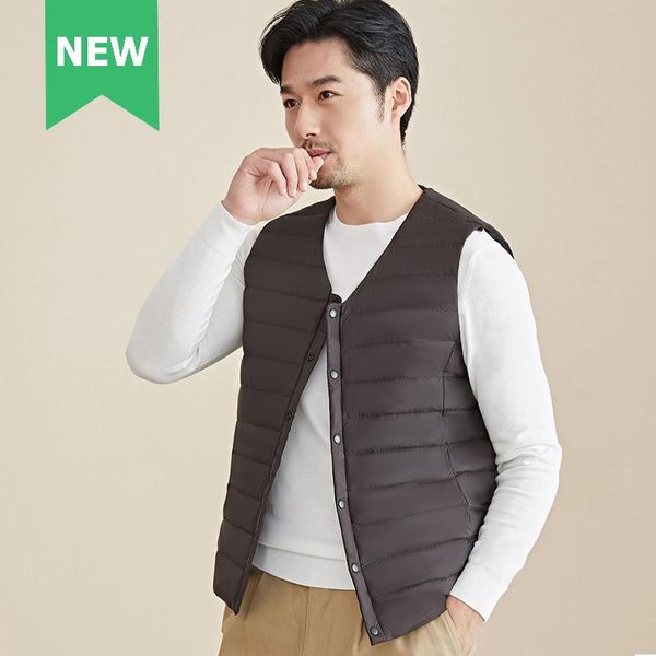 

men's vests man ultra light 90% white duck down vest waistcoat, Black;white
