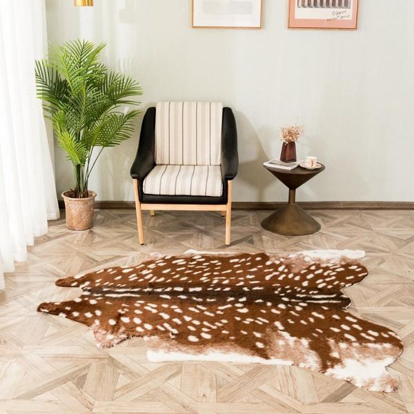 

carpets fashion faux deer printed carpet velvet imitation leather rugs cowhide animal skins natural shape decoration mats