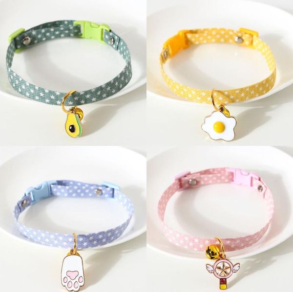 

cat costumes fruit pendant collar with bells simple spot printing puppy dog necklace colorful harness collars accessories