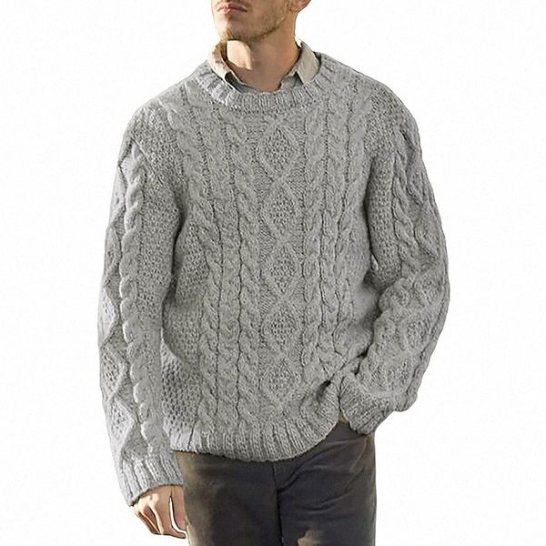 

men's pullover knitted solid color stylish vintage style long sleeve sweater cardigans crew neck fall winter army green white light gra, White;black