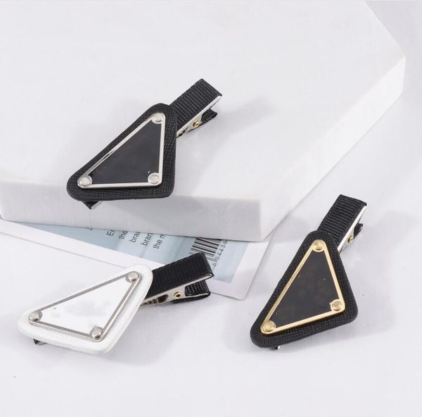 

2021 high-end big letter hair clips & barrettes female triangle korean simple and versatile black headdress fast delivery, Golden;silver
