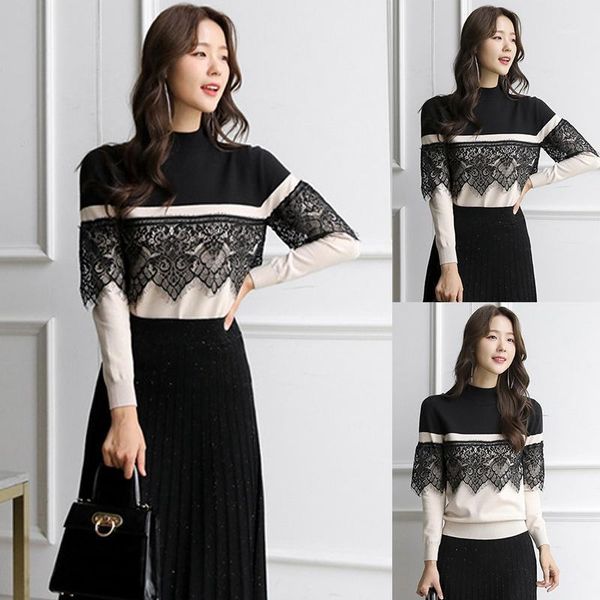 

women's sweaters women high collar pullover autumn and winter sweater female loose knit long-sleeved top, White;black
