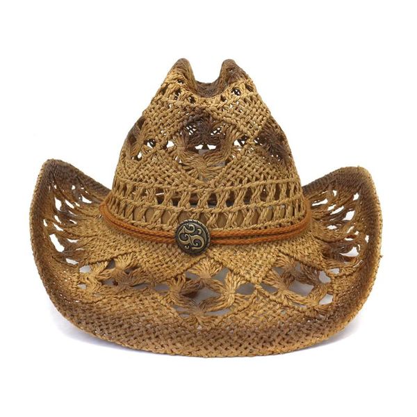 

wide brim hats summer women men panamas solid khaki coffee hollow straw windproof rope western cowboy casual sun protection, Blue;gray