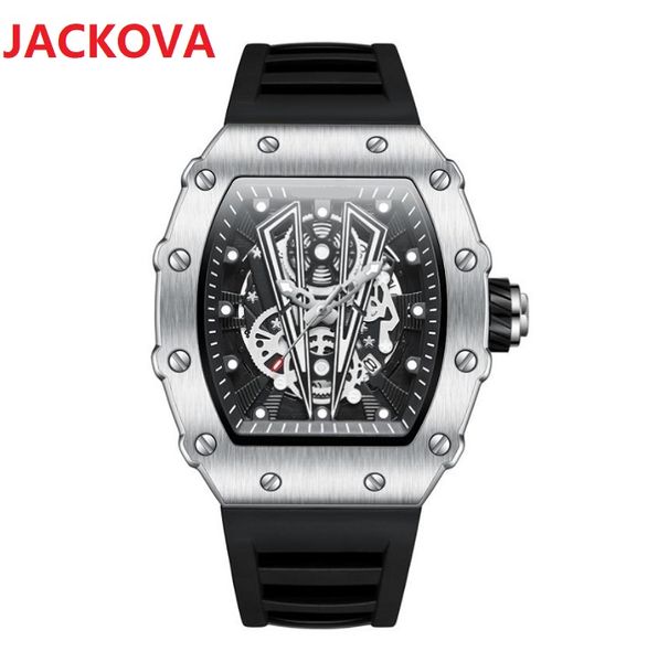 Роскошные спортивные скелетные цветы наручные часы 43 мм мода мужские часы красивые валентинки подарочные кварцевые движения мужские часы часы с резиновым силиконовым поясом