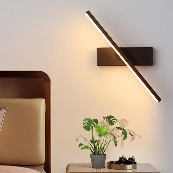 

ac110/220v bedroom bedside wall light 330Â° rotatable adjustable angle indoor led lamp aluminum simple fixture
