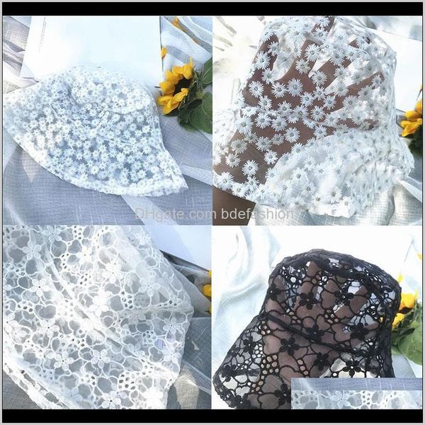 

stingy brim hats caps hats, scarves & gloves fashion aessoriessummer lace cap women flowers embroidery hollow bucket breathable mesh fisherm, Blue;gray