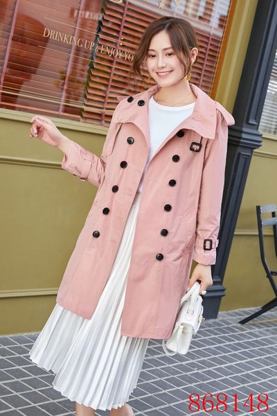 

women's trench coats long classic windbreaker waterproof british high-end english style autumn winter gabadian solid color size coat s4, Tan;black