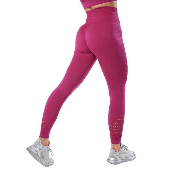 

hollow out seamless solid women leggings fitness casual pants push up skinny gym breathable, Black