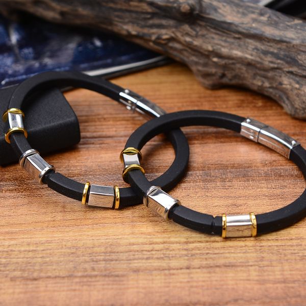 

girls' jewelry stainless steel silicone trinket small gift fashion bracelet, Golden;silver