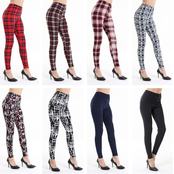 

women's leggings women striped check print mx0069, Black