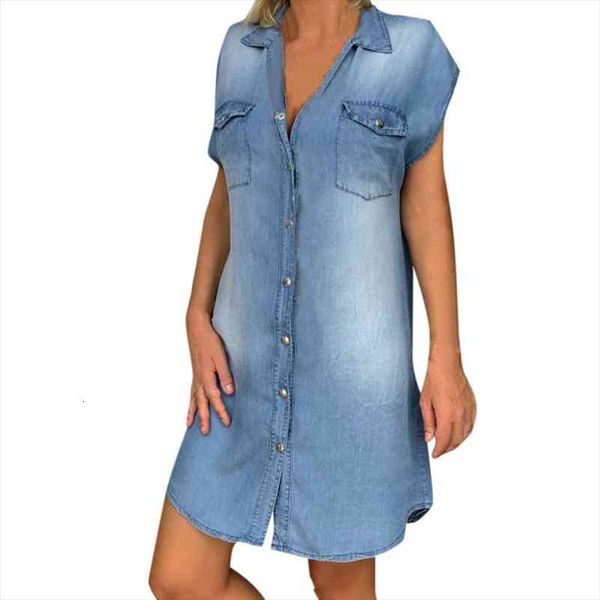 

plus size denim dress for women summer dress fashion women turn down collar single-breasted pockets denim, Black;gray