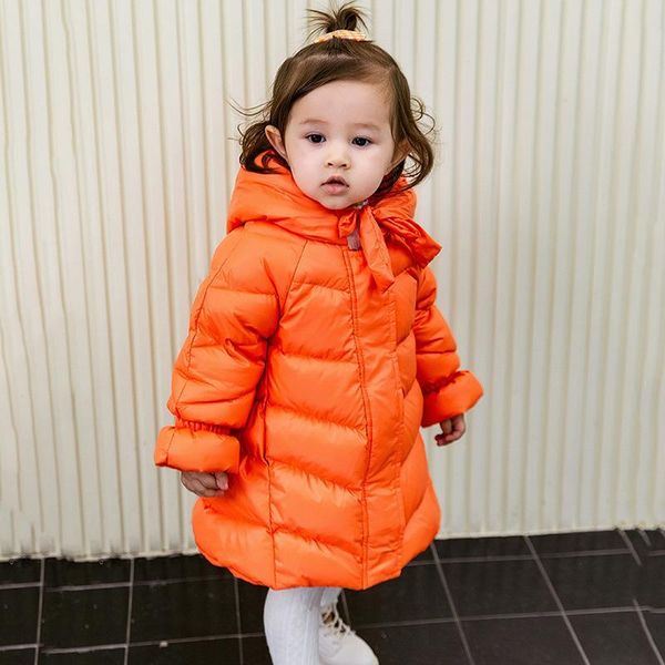

down coat girls' hooded jacket mid-length white duck baby winter coats children's western style thick warm parkas outwear, Blue;gray