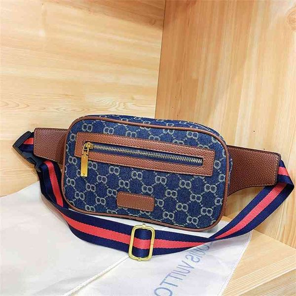 

goods new men's and women's denim zipper small square bag simple fashion waist chest purse sale