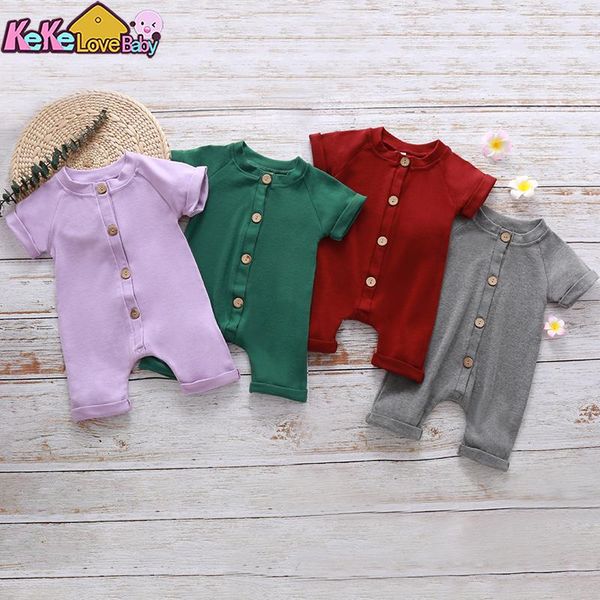 

jumpsuits born infant baby girl boy romper clothes cotton cute short sleeve jumpsuit summer solid color toddler outfits, Blue