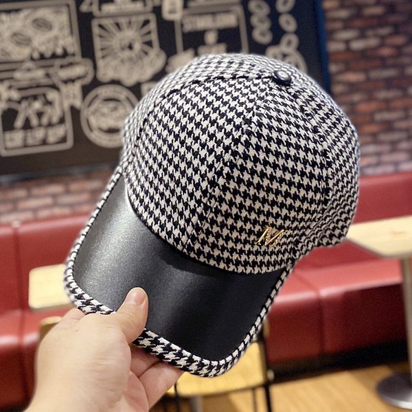 

hat female autumn and winter designer fashion versatile thousand bird baseball elegant m standard tweed plaid cap, Yellow