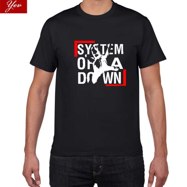 

harajuku system of a down punk t shirt men 100% cotton hop-hip tshirt plus size streetwear nu-metal tees 210629, White;black