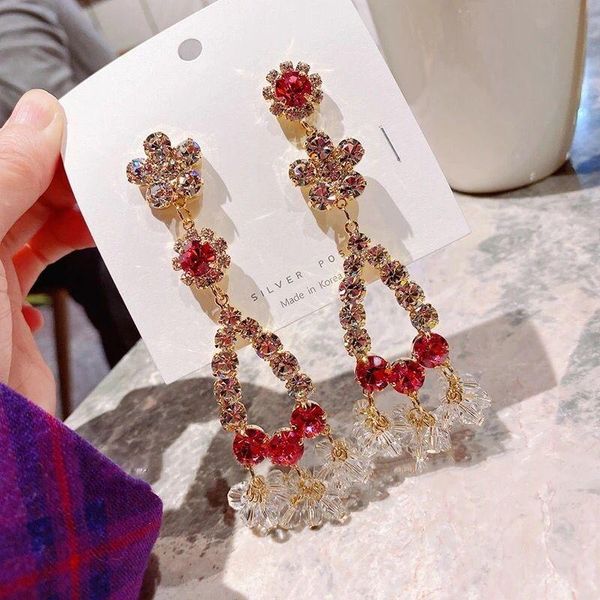 

dangle & chandelier boho earrings pierced big for women rhinestones pendant crystal statement fashion jewelry gifts, Silver