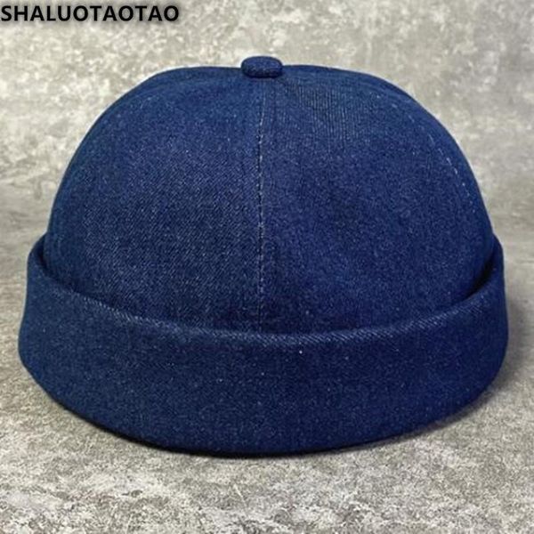 

berets shaluotaotao trend male cowboy water wash adjustable size hole retro female beanie hat spring summer gorra 2021, Blue;gray