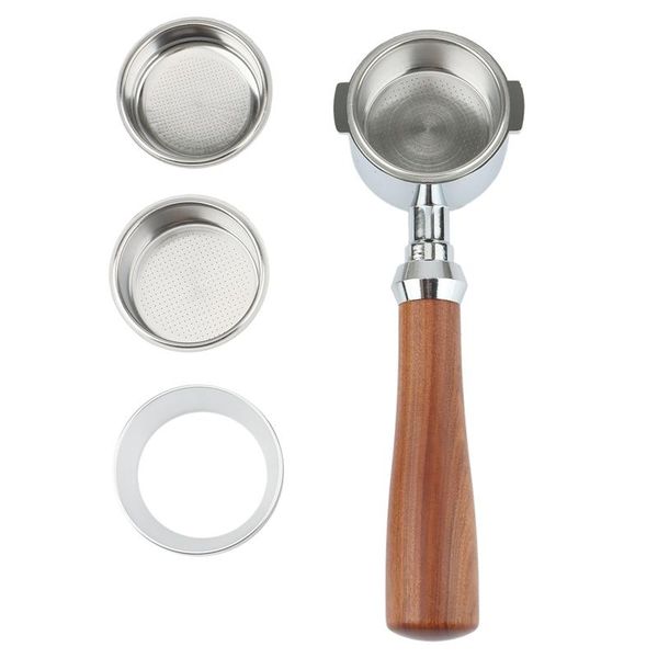 

coffee filters bottomless portafilter espresso machine wood handle filter with 51mm basket powder bowl cup