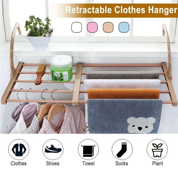 

adjustable home balcony hanging shelf clothes drying racks foldable shoes coat scarf storage rack organizer hanger hangers &