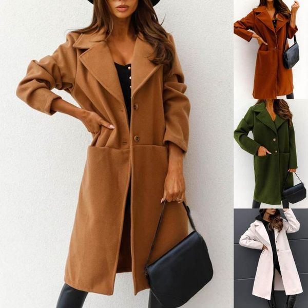 

women's trench coats warm gorgeous long sleeve cardigan lady coat all match women jacket big pockets for daily wear, Tan;black