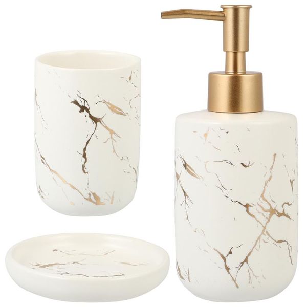

3pcs bathroom accessory set marble vanity counterbath