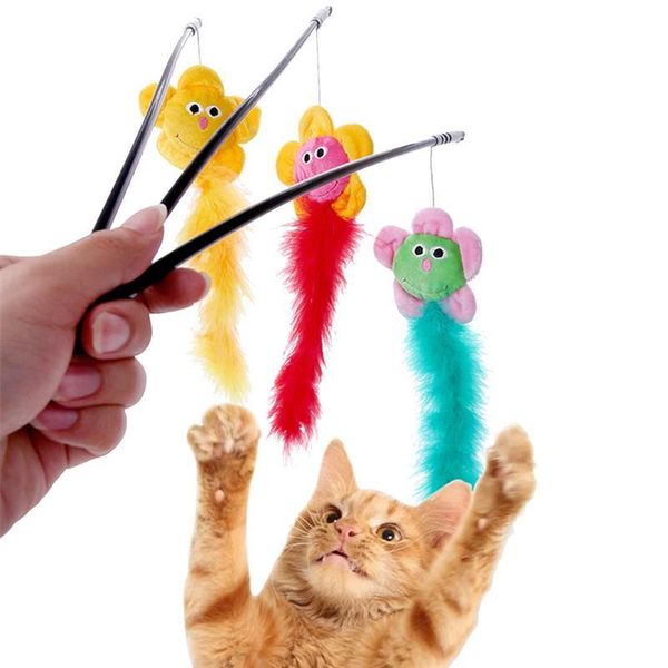 

cat toys interactive flower cartoon teaser wand for cats kittens pets