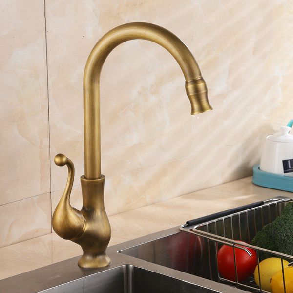 Bronze Kitchen Faucet Brass Bronze Antique Bronze Hot e Frio Rotação Pia De Cozinha Torneira Torneira Misturador Lavatório Single Handle Tap