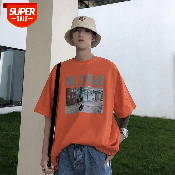 

men's short-sleeved t-shirt round neck loose flow all-match half-sleeved bottoming shirt boys clothes #r66j, White;black