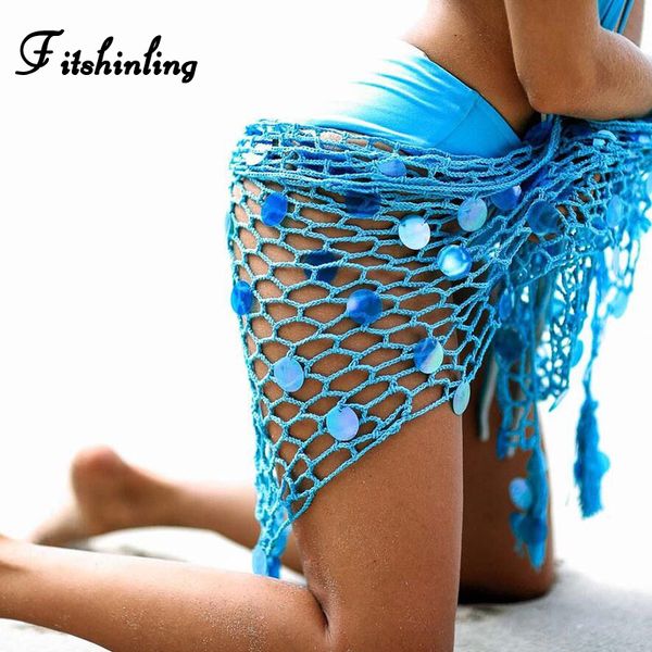 

fitshinling mesh crochet handmade beach cape cover-up swimwear swimsuit wrap bohemian fringe sequin bikini cover holiday