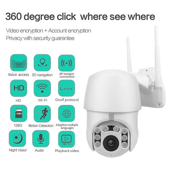 

wireless wifi camera outdoor waterproof pan-tilt hd 1080p video surveillance smart dual-light full color ip cameras