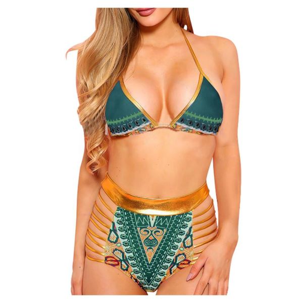 

women's swimwear 2021 bikinis swimsuits gold stamp swimsuit high waist character print quality retro style bikini set mujer, White;black