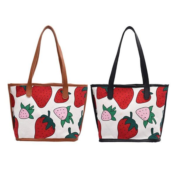 

evening bags 066f women girls canvas strawberry printing handbag shoulder bag purse tote satchel