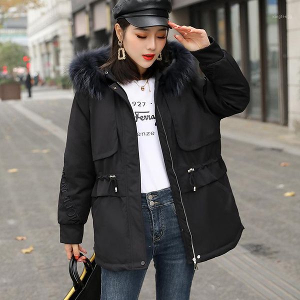 

winter white duck down pike jacket women's middle and long hair collar korean thickened warm wholesale, Black